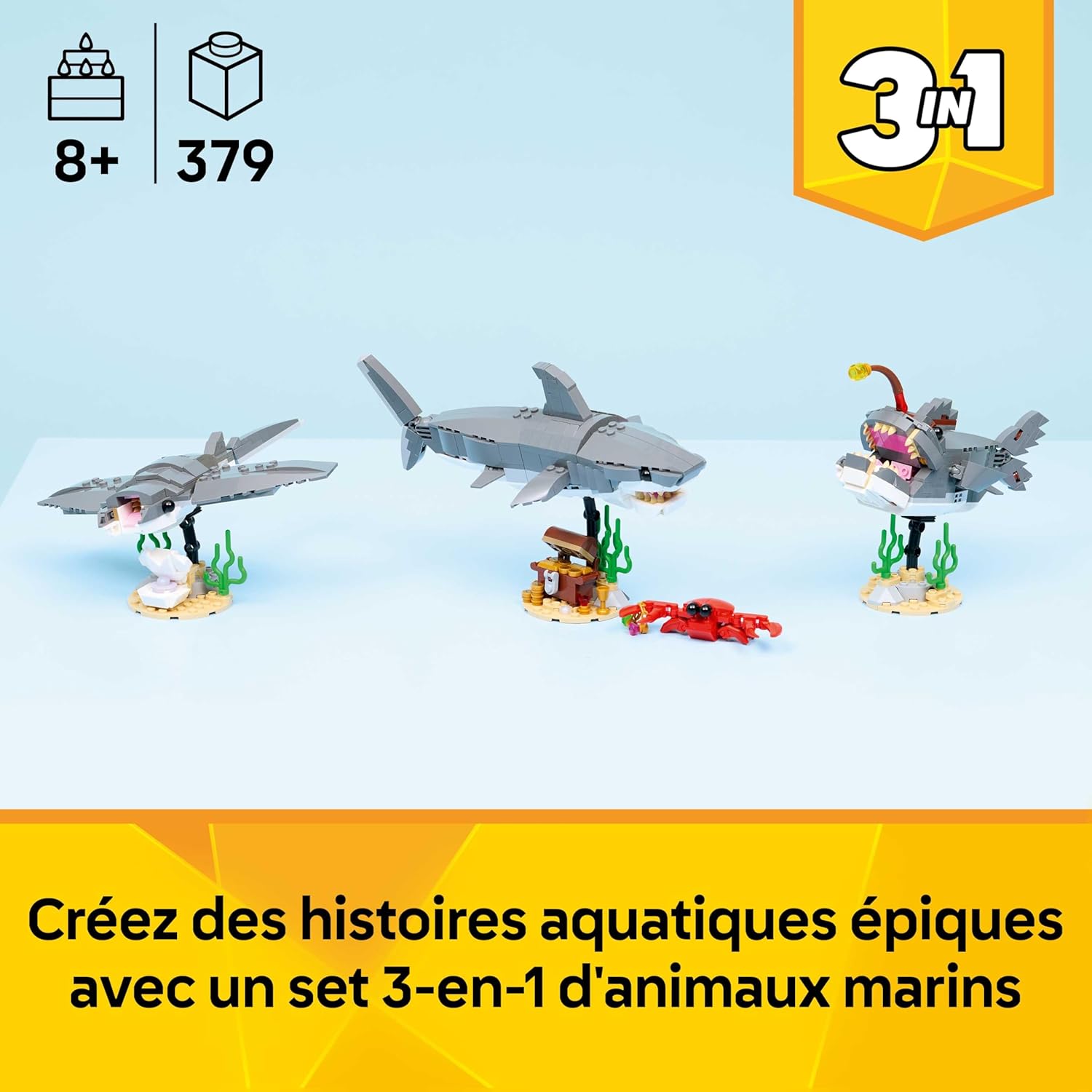 LEGO Creator 3-en-1 Le Redoutable Requin et Le Coffre au Trésor