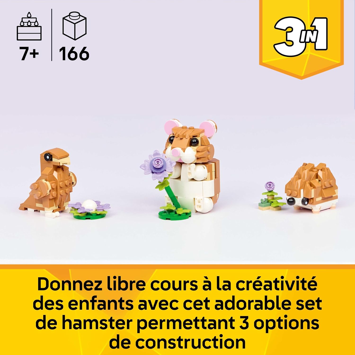LEGO Creator 3-en-1 L’Adorable Hamster et la Fleur